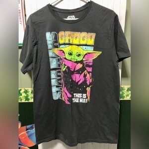 🥀Star Wars Psychedelic Grogu gray T-shirt